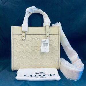 COACH Field Tote 22 In Signature Leather Brass/Ivory
